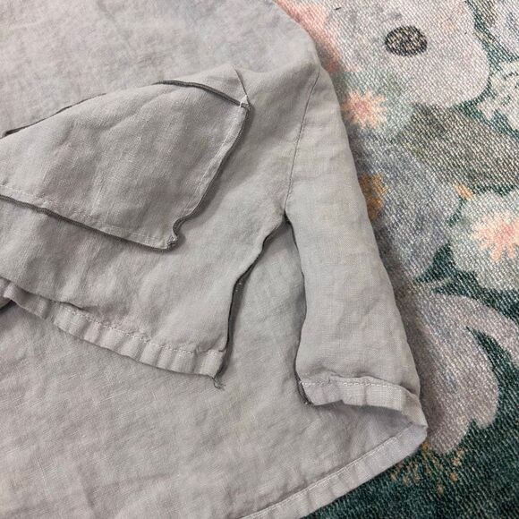 Match Point Blouse Womens Small Gray Oversized Boho Linen Pullover Tunic Top - Picture 3 of 11